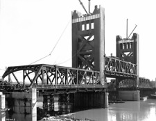 1935 Construction, Tower Bridge, Sacramento Vintage Old Photo 8.5
