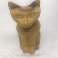 Amazing Folk Art Hand Carved Wooden(maple)  Cat From England 6”x 2 1/2” picture