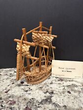 Handmade Vintage Portugal Wicker Ship With 3 Masts picture