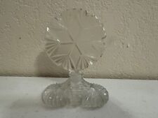 Vtg Czech Clear Glass or Crystal Perfume Bottle Large Round Stopper Star Design picture