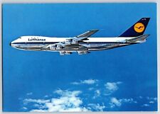 Airplane Postcard Lufthansa Airlines Boeing 747 With Plane Stats BJ11 picture