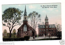 Vintage 1915 Postcard Lynn St. Mary's Church and school Massachusetts picture