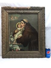 Vtg Antique ORNATE Frame Patron Saint Anthony Lost Cause Miracle Religious Print picture