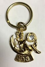 Vintage April Gold Tone With Birthstone Key Chain.ring Key Chain. picture