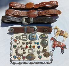 Vtg Southwest Leather Belts Buckles Sanford Lakota Buttn Covrs Horse Ornaments picture