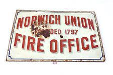 19c Vintage Norwich Union Fire Office Advertising Enamel Sign England Rare EB226 picture
