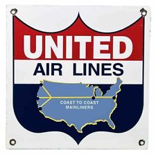 VINTAGE UNITED AIRLINES PORCELAIN SIGN AIRPORT AVIATION GAS OIL AMERICAN DELTA picture