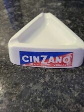 Cinzano Vermouth Ashtray Vintage Triangle Ceramic Blue Red White Torino Italy  picture
