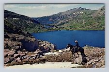 Cloud Peak Wilderness WY-Wyoming, Horseback at Misty Moon Lake, Vintage Postcard picture