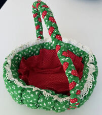 Vintage Handmade Red and Green Soft Basket Quilted Christmas Braided Strap  picture