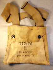 Vintage 1940s WWII US Navy USN Military Canvas Field Bag for Gas Mask ND Mark IV picture