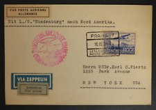 German Air Mail Postcard Hindenburg Blimp Airship Via Zeppelin Ceskoslovensko picture