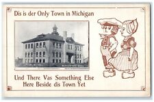 c1910's High School Exterior Building Beaverton Michigan MI Dutch Kids Postcard picture