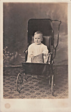 Staunton, IL RPPC Jessie Purlow in Baby Carriage Real Photo Postcard 1904-1918 picture