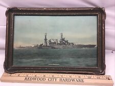 Original Pre WWII WW2 U.S.S USS Tennessee battleship photograph photo framed USN picture