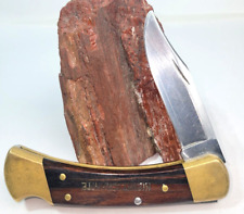 BUCK 110 C Lockback PocketKnife Brass & 4 Pin Wood Handle c1995 Kiewit/Granite picture