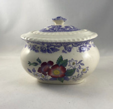Vintage Copeland SPODE Mayflower Sugar Bowl w/ Lid Lavender Flowers picture