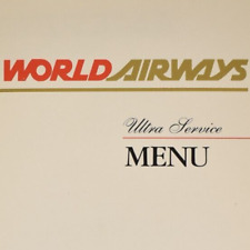 1984 American Heritage World Airways Ultra Service Menu Los Angeles New York picture