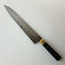 Carbon Steel Chef Knife Brass Bolster 11 in Blade 16 in overall Vintage picture