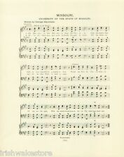 UNIVERSITY OF MISSOURI Original Antique Song Sheet c 1903 