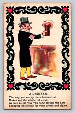 c1910 Vinegar Valentine A Drinker Man Bar Glass Beer Limerick Comic P753 picture