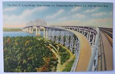 Huey P Long Bridge New Orleans Louisiana LA Linen Postcard picture