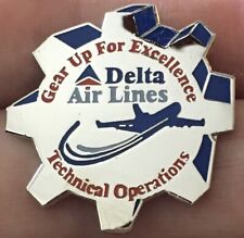 Vintage Delta Air Lines TechOps Maintenance “Gear Up For Excellence” Lapel Pin picture