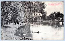 1917 SCENE ON THE ST JOSEPH RIVER SOUTH BEND INDIANA ANTIQUE POSTCARD picture