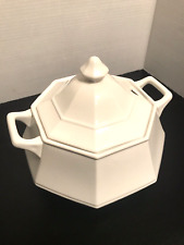 Tureen With Lid Octagon White Soup Ceramic/Porcelain Vintage picture