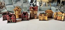 8 Straw Bamboo Wood Houses-4 Trinket Jewelry Stash Boxes, 4 Regular Houses1960s picture