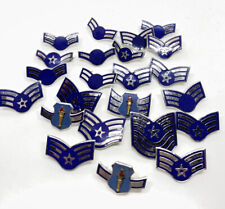 Large Lot Vintage Air Force Enlisted Ranks Insignia Pins, E-2 through E-9, 1970s picture
