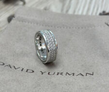 David Yurman Sterling Silver 925 Streamline 3 Row Pave Diamond Ring Size 8 picture