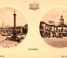 Postcard England London Dual View Trafalgar Square, Horse Guards c.1900 picture