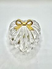 Vintage RCR Royal Crystal Rock Italy Heart Trinket Box 24KT Gold Bow Jewelry picture