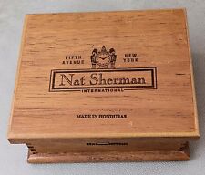 Nat Sherman Vintage Wooden Cigar Box Dovetailed Hinged Lift Top 1970  1980s picture