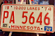 1974 MINNESOTA License Plate PA 5646 nice plates 1977 renewal sticker picture