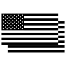 2X Black and White United States American Flag Stickers 5x3 Inch Decal  picture
