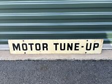 Vintage Metal Tin Sign Garage Motor Tune Up Double Sided Original 36x6” Rare picture