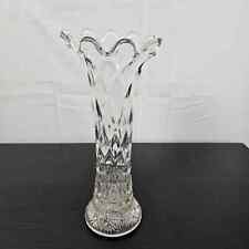 Vintage Imperial Crystal Scalloped Edge Vase Elegant Glass Decor Etched Design picture