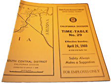APRIL 1960 UNION PACIFIC CALIFORNIA DIVISION EMPLOYEE TIMETABLE #29 picture
