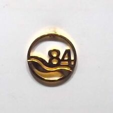 OLYMPIC1984 GOLD TONE SINGLE RING- LAPEL HAT PIN picture