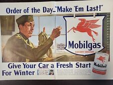 1942 Mobil Oil 2-Page Print Advertising ARMY Soldier Full Color LIFE L42A picture