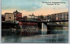 Cityscape RR Bridge Monongahela River Fairmont WV C1907 DB Postcard N16 picture