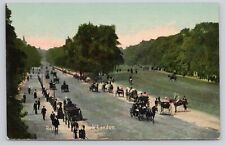 Rotten Row Hyde Park London England People Horses and Carriages Antique Postcard picture