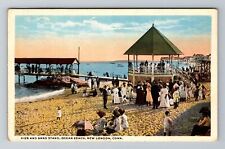 New London CT-Connecticut, Ocean Beach Pier, Bandstand, Antique Vintage Postcard picture