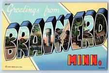 1950 Greetings From Brainerd Large Letter Minnesota MN Correspondence Postcard picture