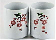 2 Porcelain Green Black Tea Coffee Cups Japanese Sakura Cherry Blossom Set EHD picture