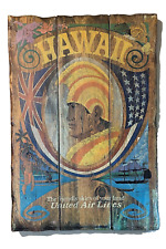UNITED AIR LINES Advertising Original Vtg Hawaii  Signboard King Kamehameha  picture