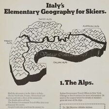 1970 Alitalia Italian Alps Italy Mountains Skiers Map photo art decor print ad  picture