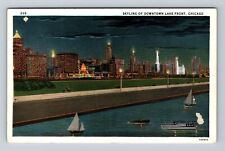 Chicago IL-Illinois, Skyline Downtown Lake Front, Antique Vintage Postcard picture
